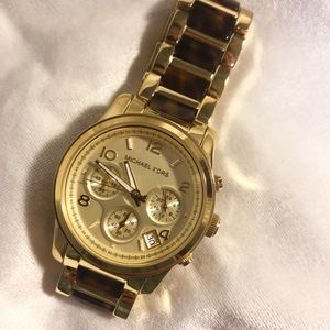 Michael Kors Gold & Tortoise Watch